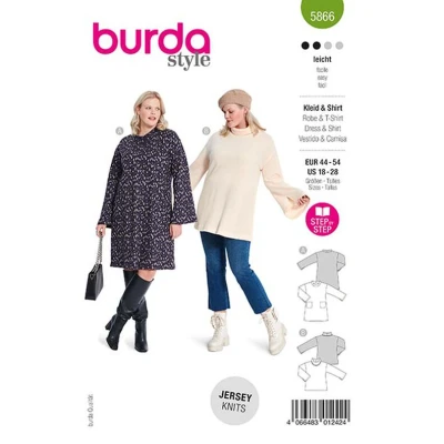 Abbildung von Plus Size Kleid / Shirt Burda 5866 44 54