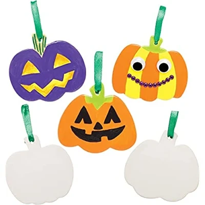 Abbildung von Baker Ross FE739 Kürbis Keramik Dekorationen 5er Pack, Halloween zum Selbstgestalten, Kunstset für Kinder