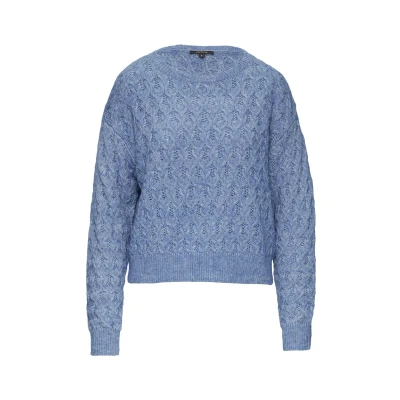 Abbildung von comma Pullover mit Zopfmuster und Streifen