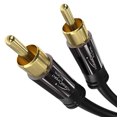 Abbildung von KabelDirekt 7,5 m Cinch Subwoofer Kabel, 1 auf Cinch, Audio/Digital/Video (Koax RCA Stecker/Stecker, für Verstärker/HiFi, Audiosignal oder Composite Video, 75 Ohm, schwarz)