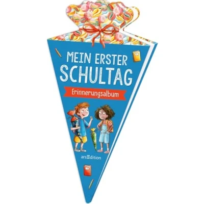 Abbildung von Mein erster Schultag Erinnerungsalbum in Schultüten Form: Eintragbuch für Kinder ab 5 Jahren Geschenk Schulanfang, Einschulung