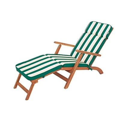 Abbildung von PillowPrim Liegenauflage, Auflage Gartenliege (Grün mit beigen Streifen) 178 x 47 cm, 5 cm dick, Auflagen für Deckchair, Bequeme Polsterauflage Sonnenliege