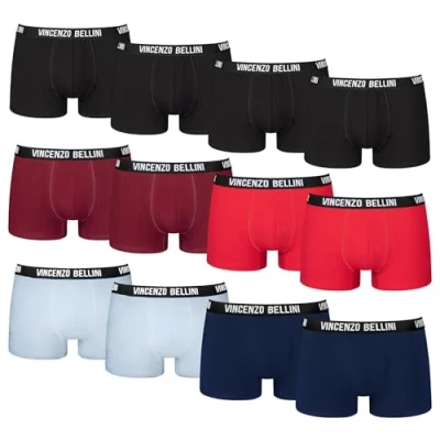 Abbildung von Vincenzo Bellini Hipster Boxershorts, 8er / 12er Pack, Bequeme und atmungsaktive Herren Unterwäsche, Baumwolle Unterhosen (DE/NL/SE/PL, Alphanumerisch, XL, Regular, 5 farbig 12er)