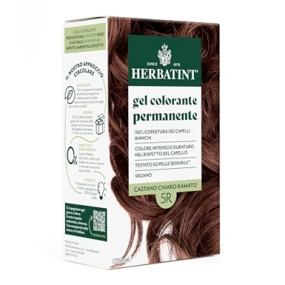 Abbildung von Herbatint Permanente Haarfarbe Gel 5R Hellbraun Kupfer 170 ml Ammoniakfrei, 100% Abdeckung für weißes Haar empfindliche Haut, mit 8 natürlichen Bio Extrakten