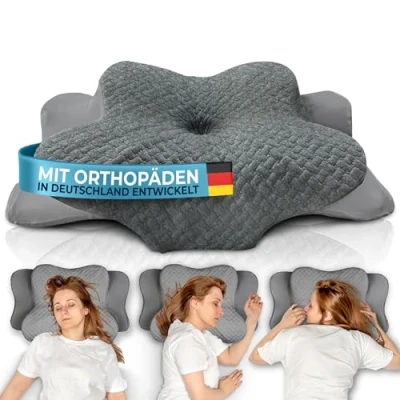 Abbildung von Glückstoff Nackenstützkissen aus Memory Foam, Orthopädisches Kissen für alle Schlaftypen, Füllung: Kopfkissen Nackenschmerzen