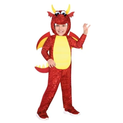 Abbildung von Amscan Kostüm Drachen &quot;Red Dragon&quot; für Kinder Rot, Comic Tierkostüm