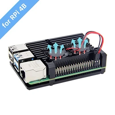 Abbildung von Geekworm Raspberry Pi 4 Rüstung Kühlkörper Gehäuse/Raspberry 4B Aluminium Legierung Passive kühlung Gehäuse mit dual Fan für Model B 8GB/4GB/2GB