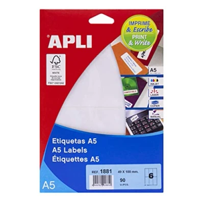 Abbildung von APLI 71y18 Etiketten weiß bedruckbar 49 x 100 mm