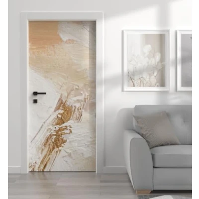 Abbildung von MyMaxxi Tür bekleben mit Türtapete Selbstklebend 90x200 Abstrakte bemalte Wand verschönern Türfolie Türaufkleber XXL Aufkleber Folie Türposter Türklebefolie Pinsel Kunst Abstrakt Gold
