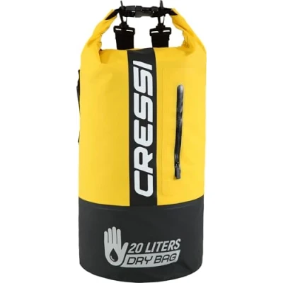 Abbildung von Cressi Unisex Erwachsene Dry Bag Premium 20LT Bicolor Wasserdichte Tasche/Rucksack für sportliche Aktivitäten, Schwarz/Gelb, 20 LT