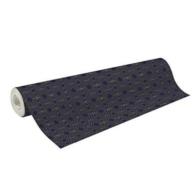 Abbildung von Clairefontaine 202098C Rolle Geschenkpapier Excellia 80g, 50x0,70m, ideal für voluminöse Geschenke und Profis, 1 Rolle, Blau Geo