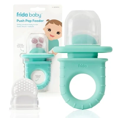 Abbildung von Frida Baby Push Pop Feeder: Fresh + Frozen Food Silikon Feeder für Babys, Sicheres Einführen neuer Lebensmittel, Spülmaschinenfest