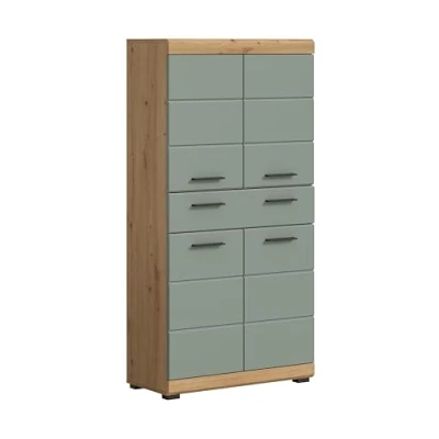 Abbildung von xonox.home Bad Scout X06N3715 Badmidischrank Badezimmerschrank Schrank in Salbei und Artisan Eiche Nachbildung, ca. B/H/T: 74x141x31 cm