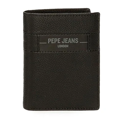 Abbildung von Pepe Jeans Checkbox Vertikale Geldbörse mit Schwarz 8,5 x 10,5 1 cm Leder, Schwarz, Talla única,