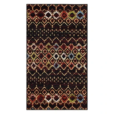 Abbildung von SAFAVIEH Boho Teppich für Wohnzimmer, Esszimmer, Schlafzimmer Amsterdam Collection, Kurzer Flor, Schwarz und Multi, 91 X 152 cm