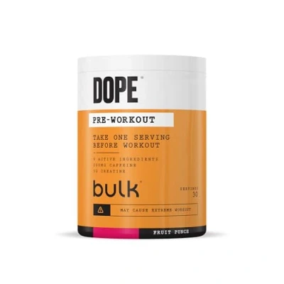 Abbildung von Bulk Dope Pre Workout Pulver Fruchtpunsch 3g Creatine per Serving 200mg Caffeine Citrulline Malate &amp; Arginine AKG Beta Alanine Energy, Focus Performance 510g Supplement