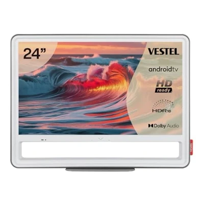 Abbildung von Vestel Fernseher 24 Zoll Android Smart TV HD Ready tragbarer HDR mit integriertem Triple Tuner, LED 24HA9940G grau