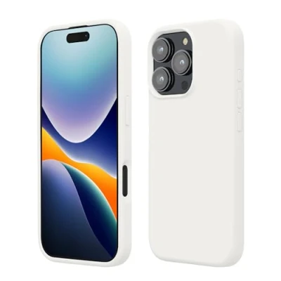 Abbildung von kwmobile Hülle kompatibel mit iPhone 16 Pro Max Silikon Handy Case Handyhülle weiche Oberfläche kabelloses Laden Weiß