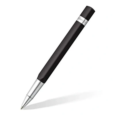 Abbildung von STAEDTLER TRX 412TRX9M 9ST Tintenroller (ergonomische Dreikantform, samtweiche Aluminium Oberfläche, Aufsteckkappe mit Metallclip, Refill, Strichstärke M, Schreibfarbe: schwarz) schwarz