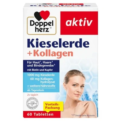 Abbildung von Doppelherz Kieselerde + Kollagen Biotin als Beitrag für den Erhalt normaler Haut und Haare 60 Tabletten