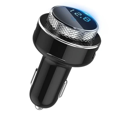Abbildung von Bluetooth FM Transmitter Auto, QC3.0 Autoladegerät, Freisprecheinrichtung, 2 USB Ports, Auto Kfz Wireless Radio Adapter MP3 Player, Schwarz