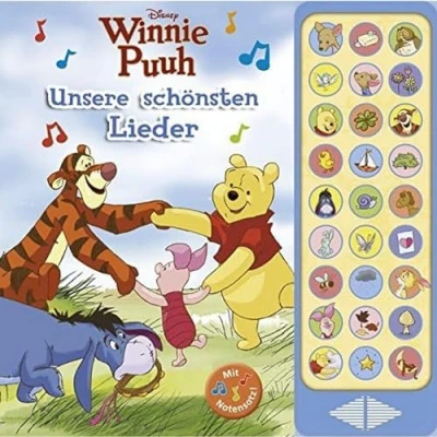 Abbildung von PI Kids 27 Button Soundbuch Winnie Puuh, Disney: Unsere schönsten Lieder bekannte Kinderlieder zum Mitsingen Hardcover Buch Mit Noten ... Mitsingen. Soundbuch. Notensatz