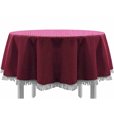 Abbildung von EXKLUSIV HEIMTEXTIL Gartentischdecke mit Fransen Tischdecke rund oval eckig Classic 160 cm Bordeaux