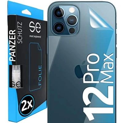 Abbildung von smart engineered [2 Stück] 3D Schutzfolien für die Rückseite kompatibel mit Apple iPhone 12 Pro Max, transparenter, selbstheilender Schutz vor Schmutz und Kratzern, Backcover, kein Schutzglas