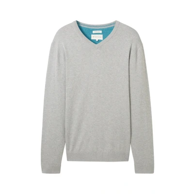 Abbildung von TOM Tailor MIT Vausschnitt Strickpullover, Herren, Größe: 3XL, Bright stone grey melange