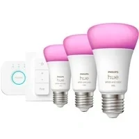 Abbildung von Philips Hue White &amp; Color Starter Pack E27 mit 3 Lampen, Dimmer + Bridge