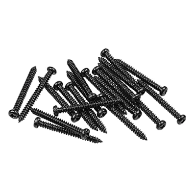 Abbildung von Musiclily Basic 2,6x26mm Metall Metrisches Gewinde Tonabnehmer Holz Befestigungs Schrauben für Single Coil/Humbucker Pickups, Schwarz (20er Set)