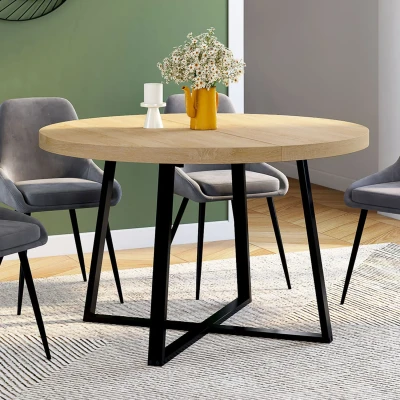 Abbildung von IDMarket Esstisch, rund, Selma, 4 6 Personen, Holz und Schwarz, 110 cm