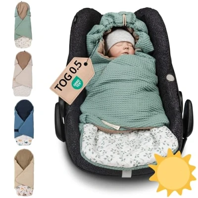 Abbildung von ULLENBOOM Einschlagdecke Babyschale Sommer, Aus 100% OEKO TEX Materialien Floral Grün (Made in EU) Babydecke für Autositz, Babywanne oder Kinderwagen, kuschelige Decke Babys (0 bis 9 Monate)