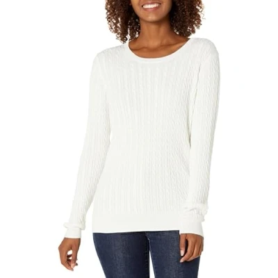 Abbildung von Amazon Essentials Damen Leichter Langarm Pullover Mit Rundhalsausschnitt Zopfmuster (Erhältlich In Übergröße), Elfenbein, 6XL Große Größen