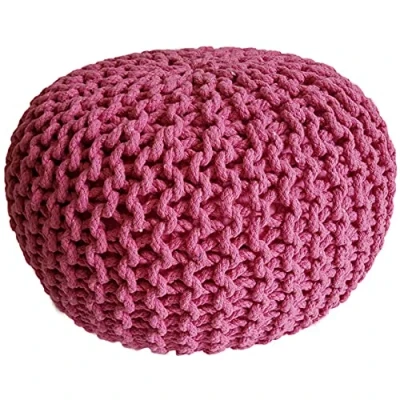 Abbildung von Pouf Ø 45 cm Sitzpouf Sitzpuff Grobstrick Optik Strick Bodenkissen Höhe 30 pink Strickhocker
