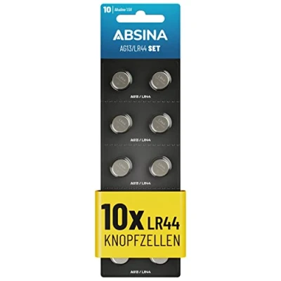 Abbildung von ABSINA Knopfzellen Set AG13 / LR44, 10 teilig Knopfzelle