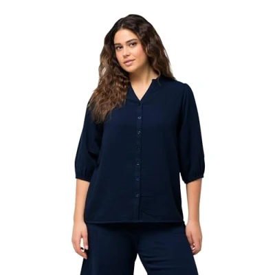 Abbildung von Ulla Popken 3/4 Sleeve Bluse, Damen, Größe: 54/56, Inky blue