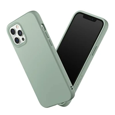 Abbildung von RhinoShield Case kompatibel mit [iPhone 12 Pro Max] SolidSuit Stoßdämpfende &amp; schlanke Schutzhülle Premium Finish 3.5 Meter Fallschutz Austauschbare Kamera Ringe Salbeigrün