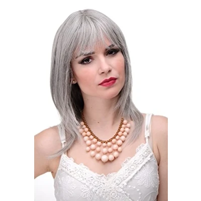 Abbildung von WIG ME UP 3003 51 Schulterlange Damen Perücke Grau glatte Haare mit Pony ca. 50 cm