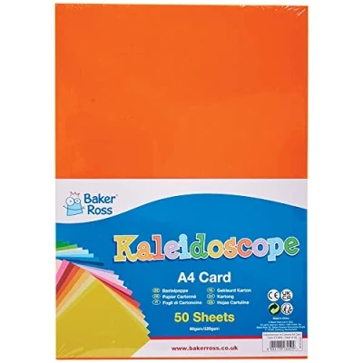 Abbildung von Baker Ross FC969 A4 Bunter Bastelkarton 50 Blatt, 15 sortierten Farben, Karte zum Basteln für Kinder und Erwachsene