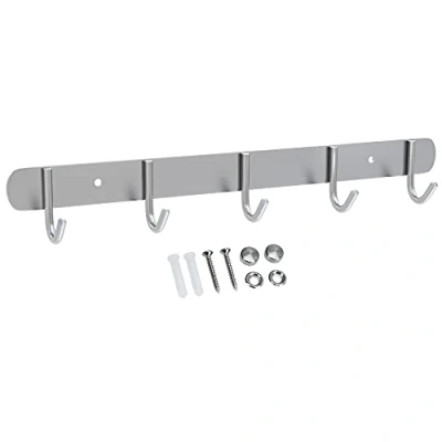 Abbildung von INTIRILIFE Edelstahl Garderobenleiste Modell E 5 Haken 38.1 x cm Kleiderhaken Garderobe Hakenleiste in verschiedenen Designs