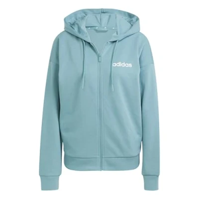 Abbildung von adidas Damen Essentials LINEAR Full Zip French Terry Hoodie, Powder Teal/White, S