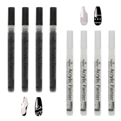 Abbildung von 8 Pcs Nagellack Stift Nagellackstift NagelweißStift Nagellackstifte FüR NäGel French Nagelkunststift Weiß Nagelspitze Nail Art Pen