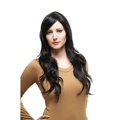 Abbildung von WIG ME UP 9320 2 Scheitel Perücke schwarz sehr lange gewellte Haare