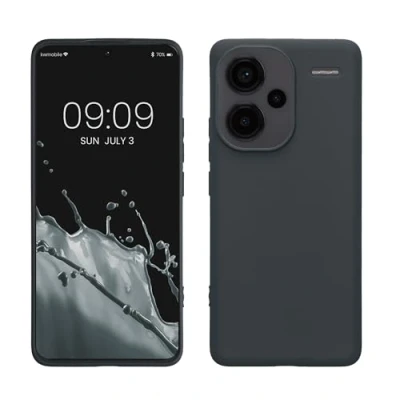 Abbildung von kwmobile Hülle kompatibel mit Xiaomi Redmi Note 13 Pro+ 5G / Pro Plus weiches TPU Silikon Case Cover geeignet für kabelloses Laden Heidelbeerblau