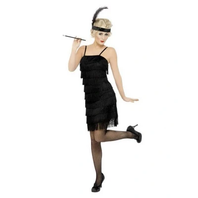 Abbildung von Smiffys Kostüm Schwarzes 20er Jahre Kleid mit Fransen, Cocktailkleid für Flapper der Goldenen