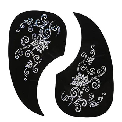 Abbildung von 2Pcs Gitarre Schlagbrett Aufkleber, Komma Form Pick Guard für Akustikgitarre Zubehör(Silberrede)