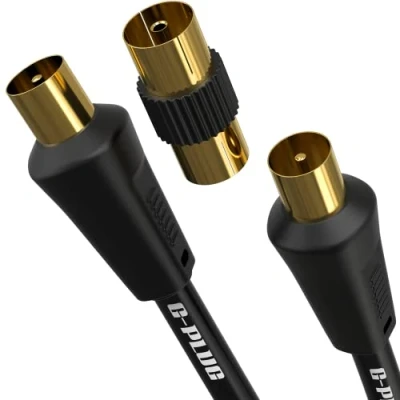 Abbildung von G PLUG 0.5m Lange Fernsehantenne Rechtwinklig Mit Adapter für Anschlussstecker, SAT TV Antennenkabel Koaxial Kabel, AV Leitung, Stecker auf Stecker, Flylead, Freeview, Sky/SkyHD, Virgin BT