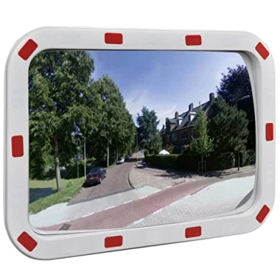 Abbildung von vidaXL Verkehrsspiegel Überwachungsspiegel Sicherheitsspiegel Panoramaspiegel Konvex Viereckig 40x60 cm mit Reflektoren