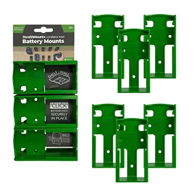 Abbildung von StealthMounts Batteriehalter für Festool 18V Kabelloser Akkuhalter Elektrowerkzeuge 6er Pack Grün Batterie Organizer 18 V